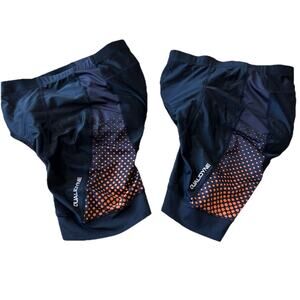 2* Qualidyne Mens Large Cycling Shorts Black 3D Padded Riding Polyamide Lot Of 2